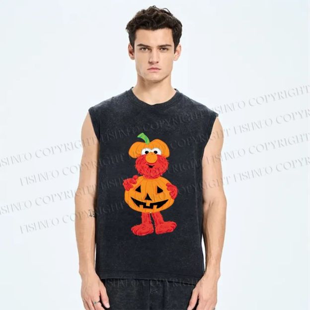 Unisex The Sesame Street Elmo Halloween Printed Washed Tank Top