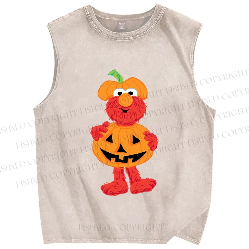 Unisex The Sesame Street Elmo Halloween Printed Washed Tank Top