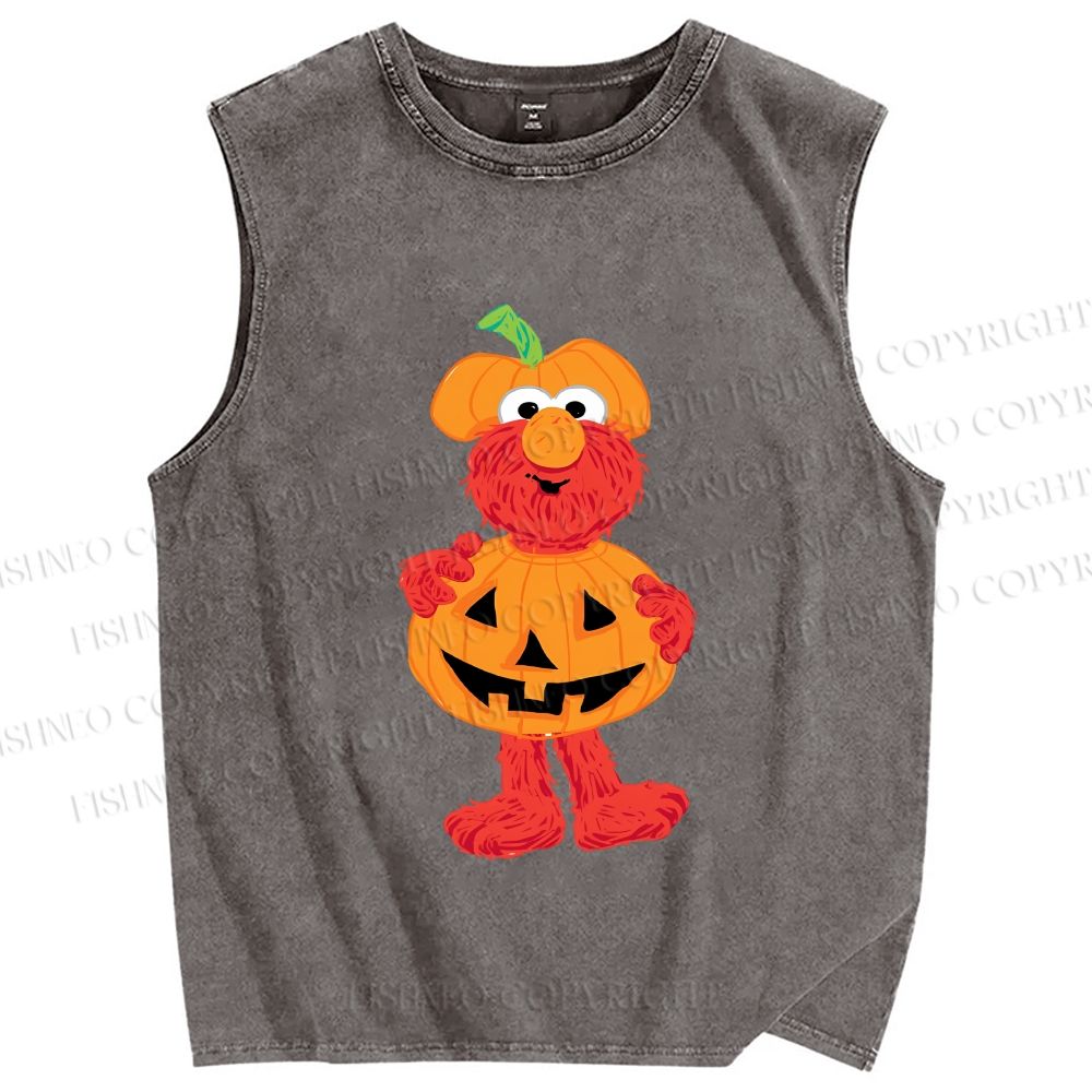 Unisex The Sesame Street Elmo Halloween Printed Washed Tank Top