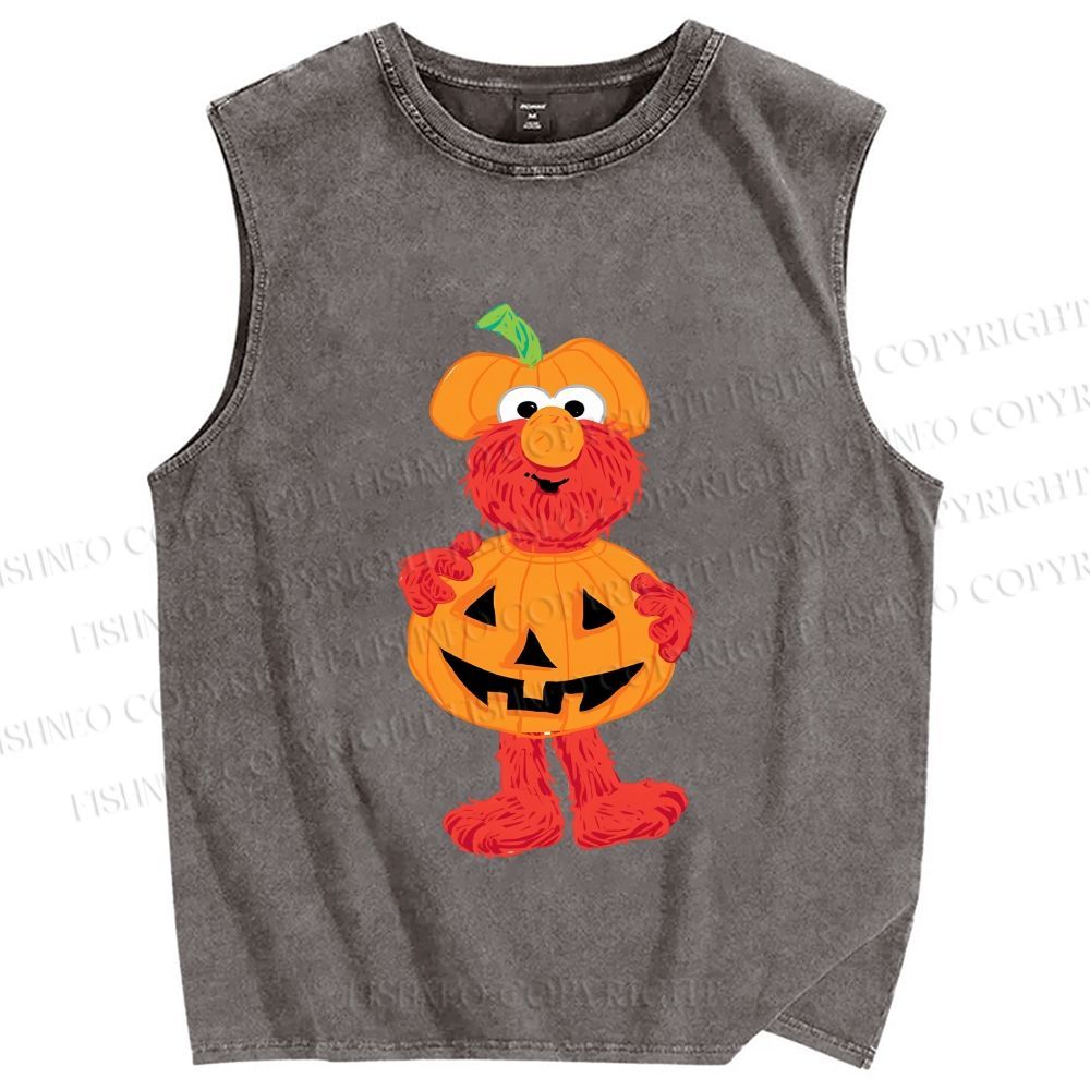 Unisex The Sesame Street Elmo Halloween Printed Washed Tank Top