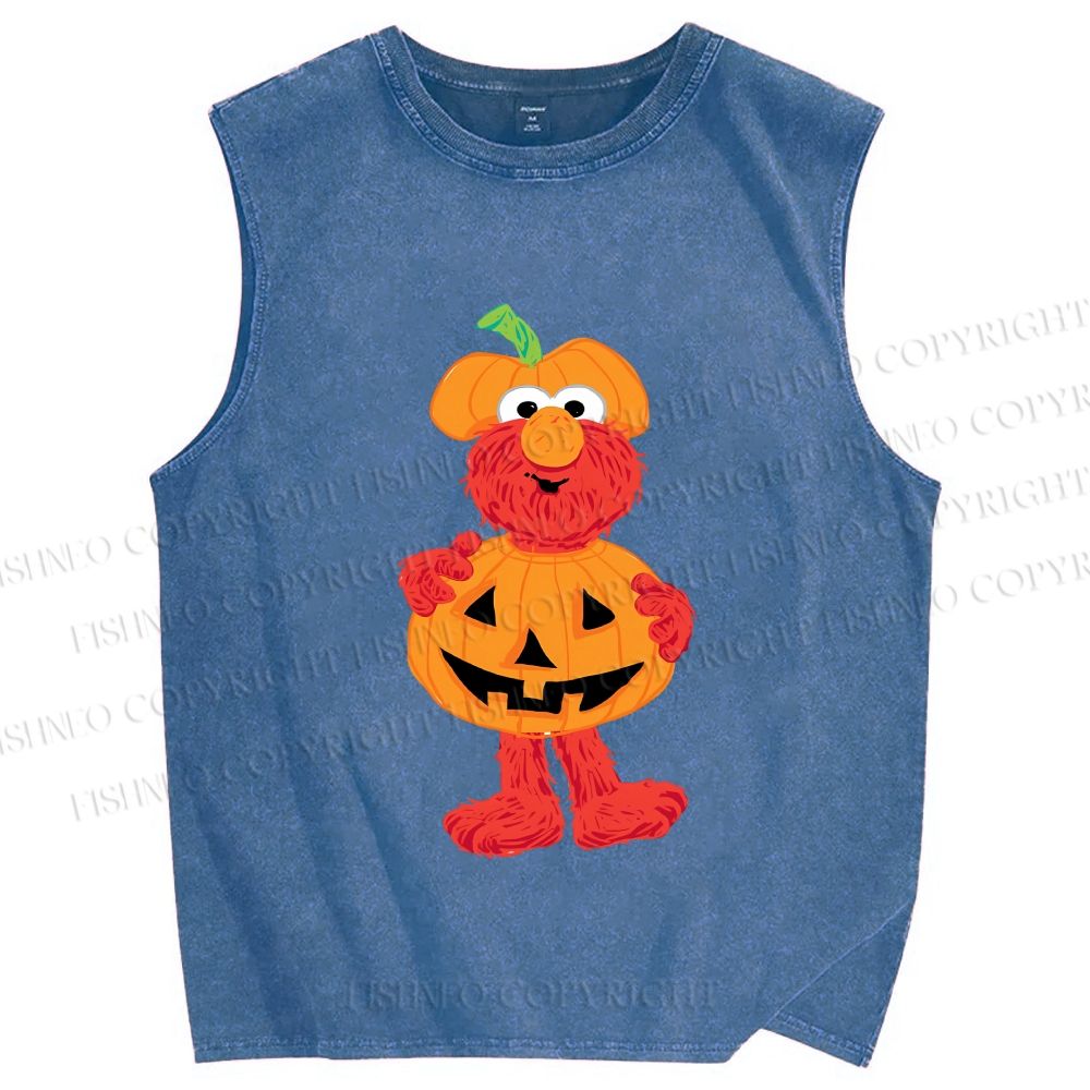 Unisex The Sesame Street Elmo Halloween Printed Washed Tank Top
