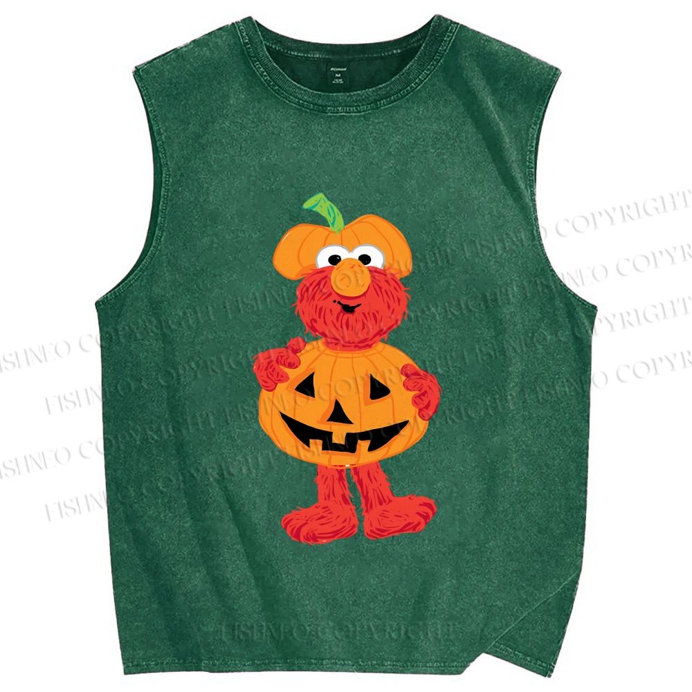 Unisex The Sesame Street Elmo Halloween Printed Washed Tank Top