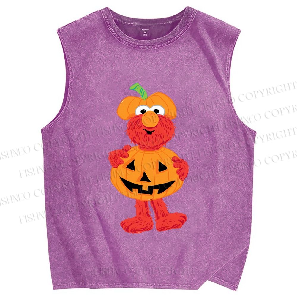 Unisex The Sesame Street Elmo Halloween Printed Washed Tank Top