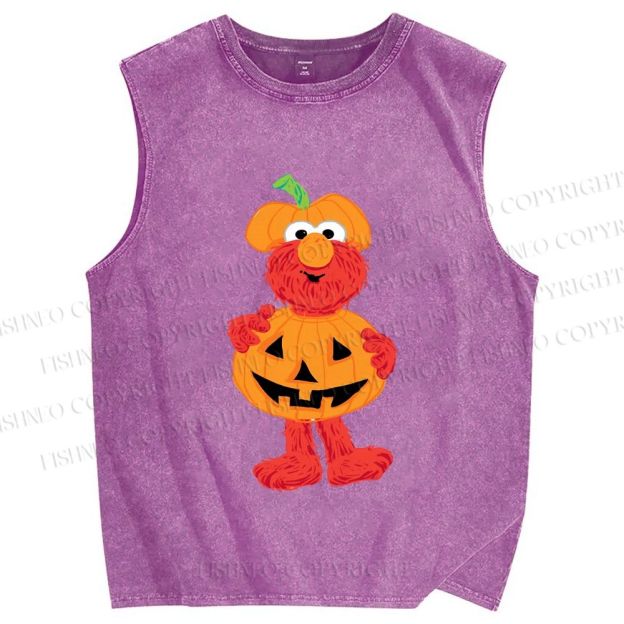 Unisex The Sesame Street Elmo Halloween Printed Washed Tank Top