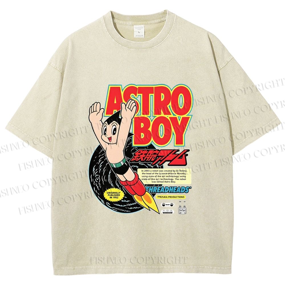 Unisex Astro Boy Printed Washed Tee