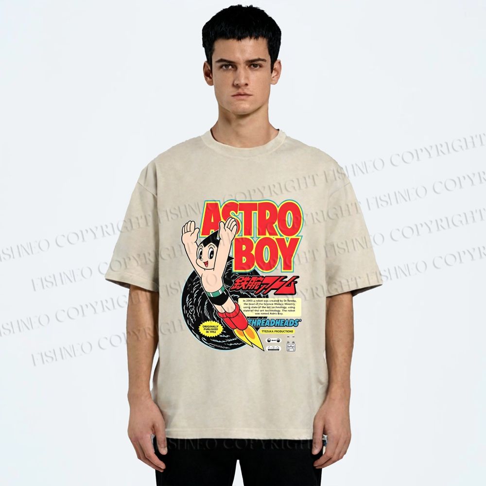 Unisex Astro Boy Printed Washed Tee