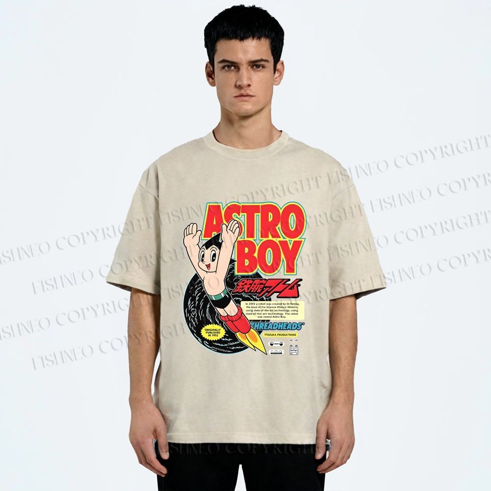 Unisex Astro Boy Printed Washed Tee