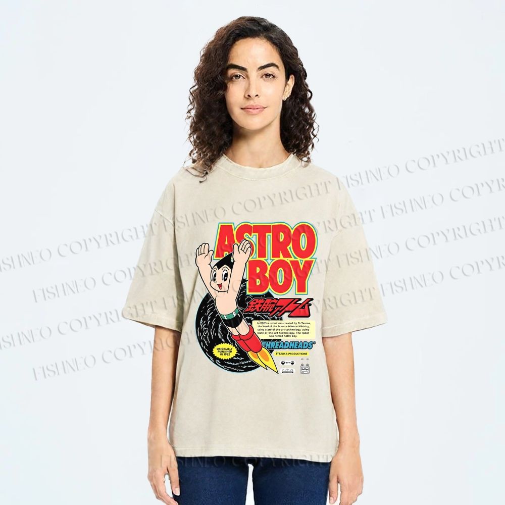 Unisex Astro Boy Printed Washed Tee