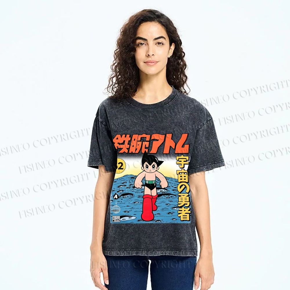 Unisex  Astro Boy Printed Washed Tee