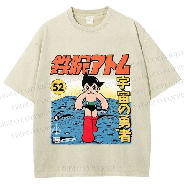 Unisex  Astro Boy Printed Washed Tee