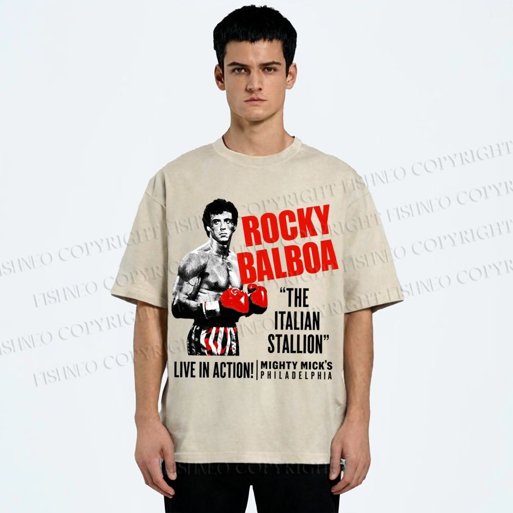 Unisex Rocky: Rocky Balboa Printed Washed Tee
