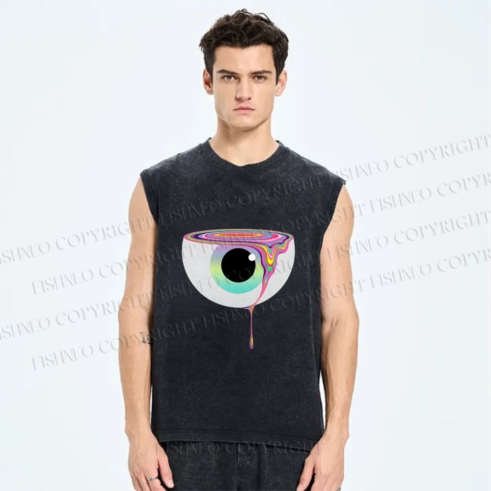 Unisex A Bowl of Eye Printed Washed Tank Top
