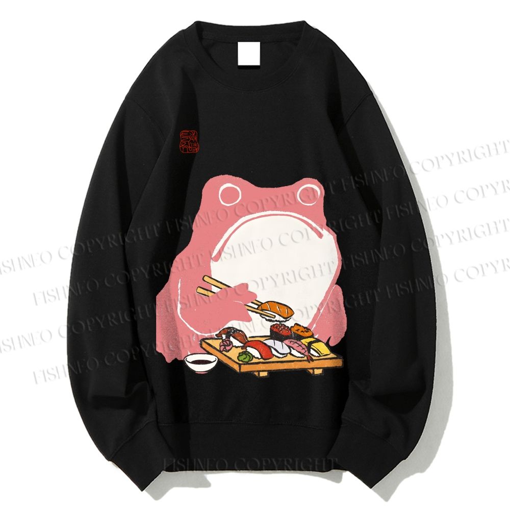 Unisex Sushi Frog Printed Sweatshirt