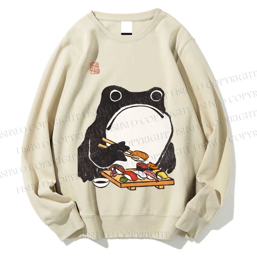 Unisex Sushi Frog Printed Sweatshirt