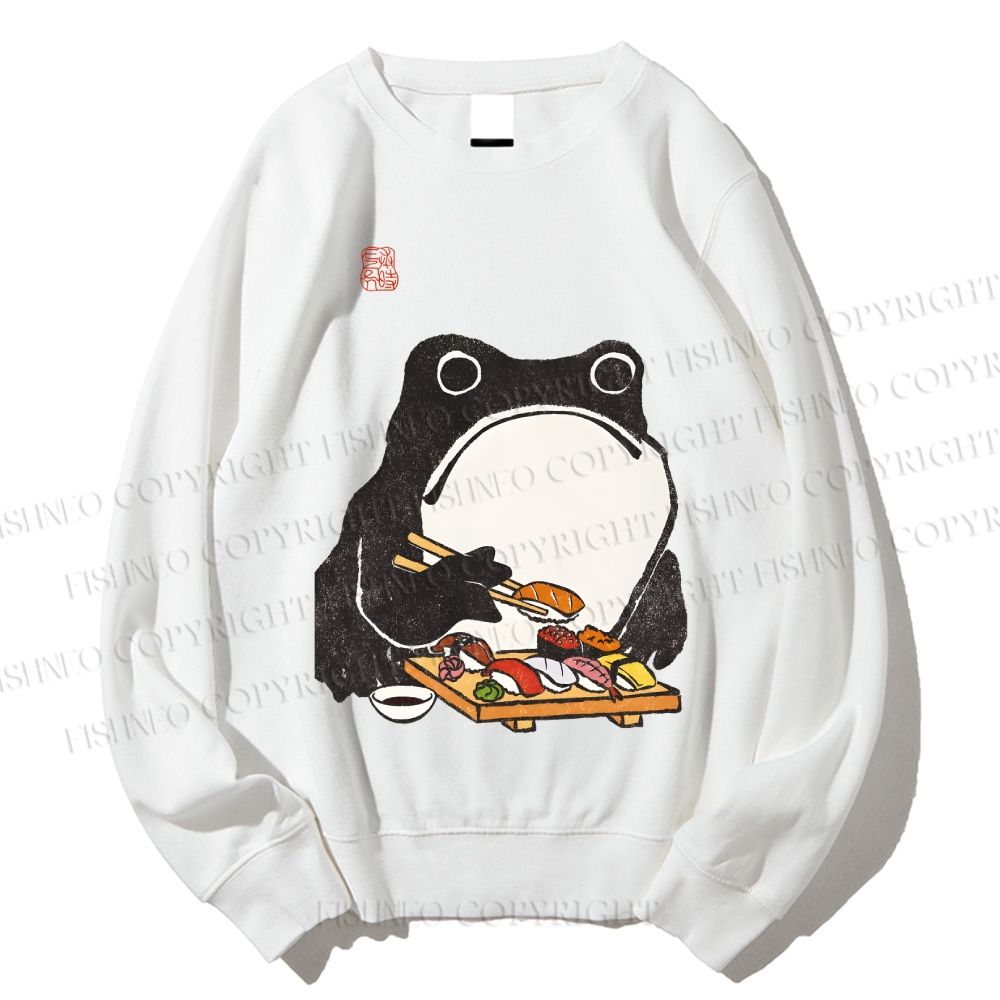Unisex Sushi Frog Printed Sweatshirt