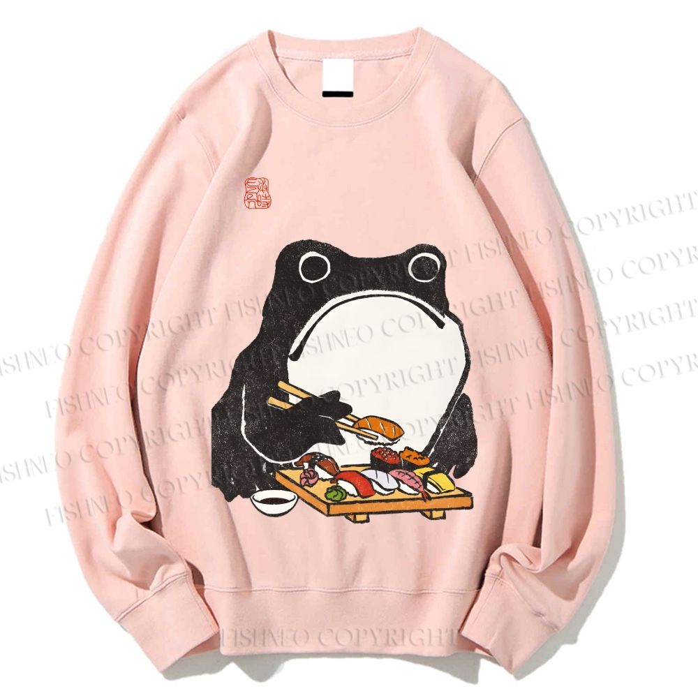 Unisex Sushi Frog Printed Sweatshirt