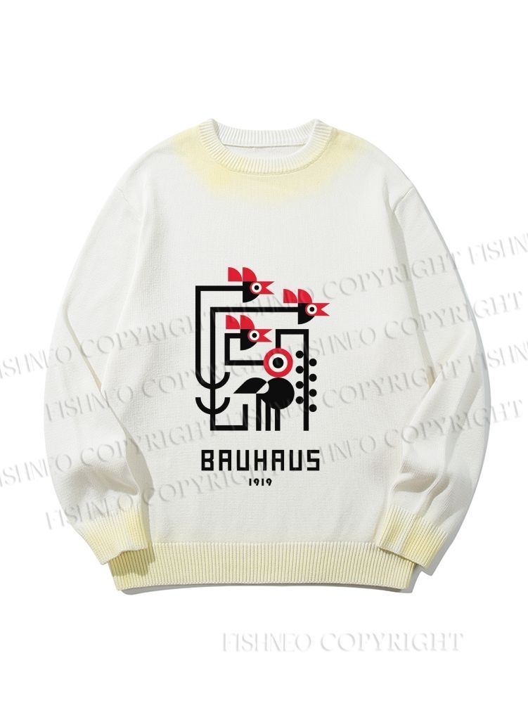 Unisex Bauhaus Geometric Bird Gradient Casual sweater