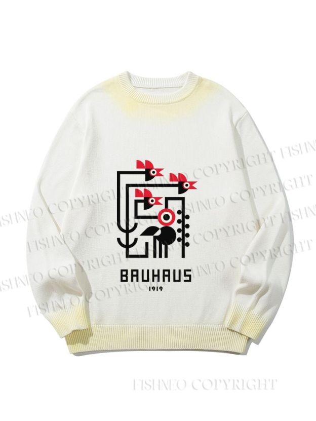 Unisex Bauhaus Geometric Bird Gradient Casual sweater