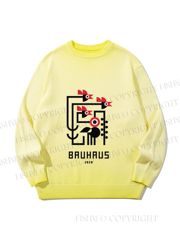 Unisex Bauhaus Geometric Bird Gradient Casual sweater