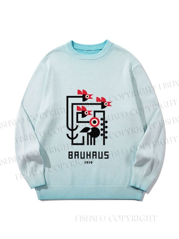 Unisex Bauhaus Geometric Bird Gradient Casual sweater