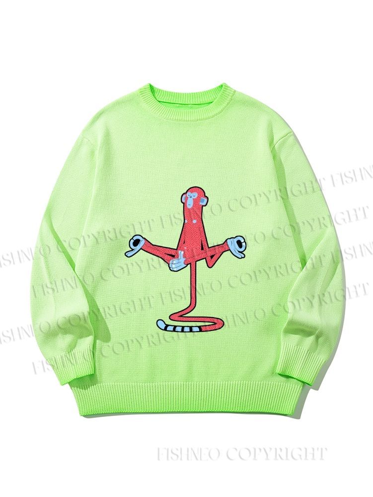 Unisex Red Monkey Tailstand Gradient Casual sweater