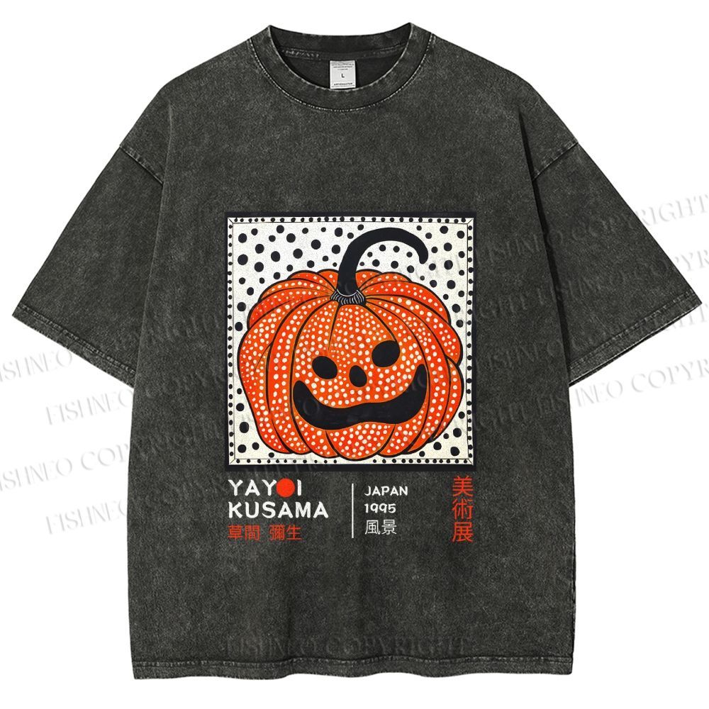 Unisex Yayoi Kusama Halloween Pumpkin Printed Washed Tee