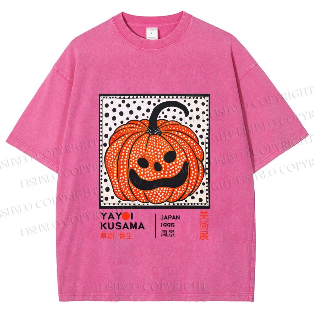 Unisex Yayoi Kusama Halloween Pumpkin Printed Washed Tee