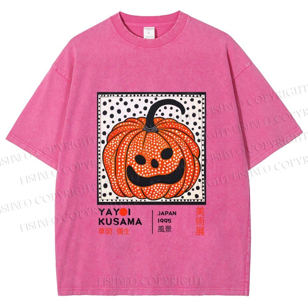 Unisex Yayoi Kusama Halloween Pumpkin Printed Washed Tee