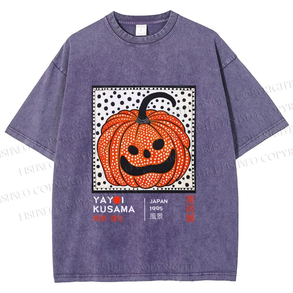 Unisex Yayoi Kusama Halloween Pumpkin Printed Washed Tee