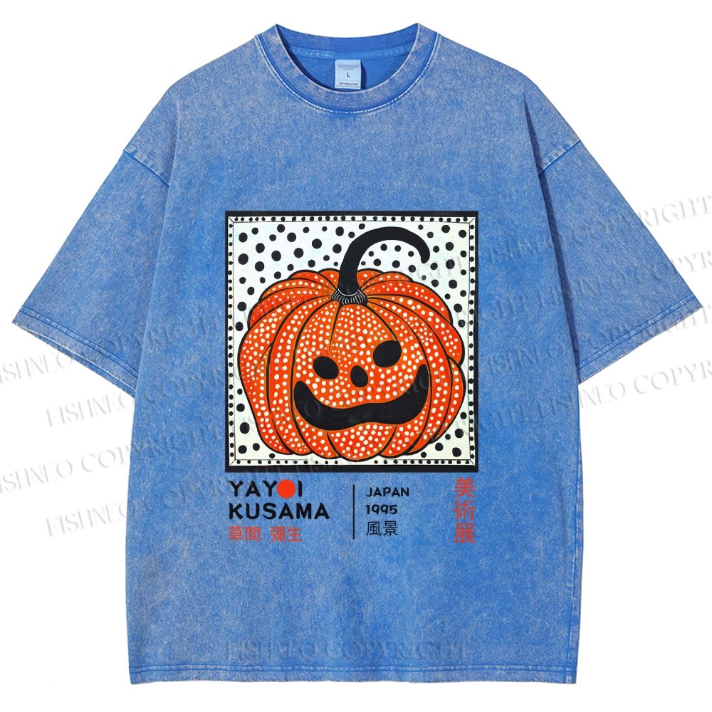 Unisex Yayoi Kusama Halloween Pumpkin Printed Washed Tee