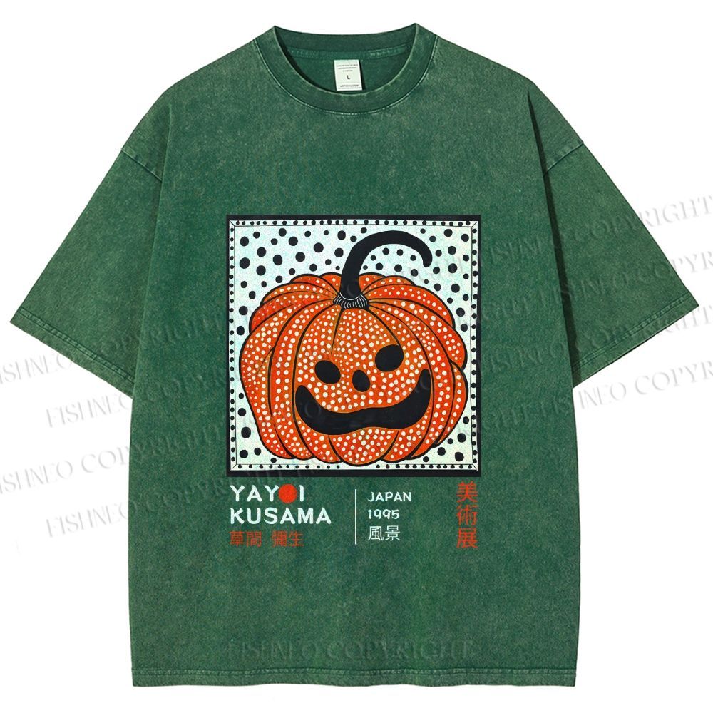 Unisex Yayoi Kusama Halloween Pumpkin Printed Washed Tee