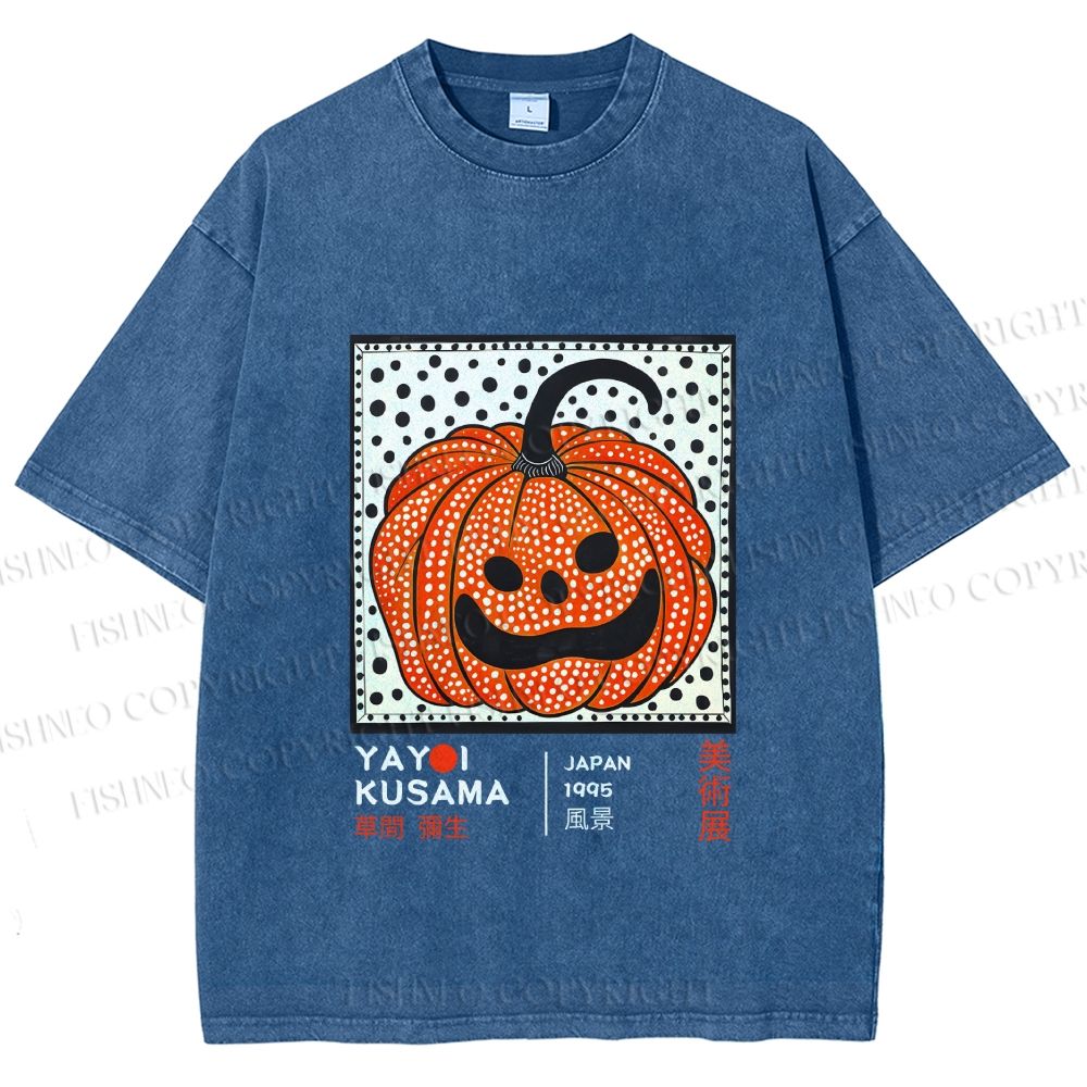 Unisex Yayoi Kusama Halloween Pumpkin Printed Washed Tee
