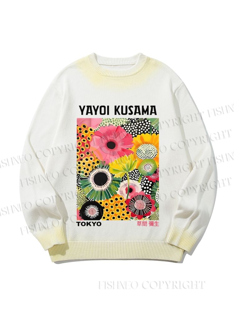 Unisex Flowers Yayoi Kusama Gradient Casual sweater