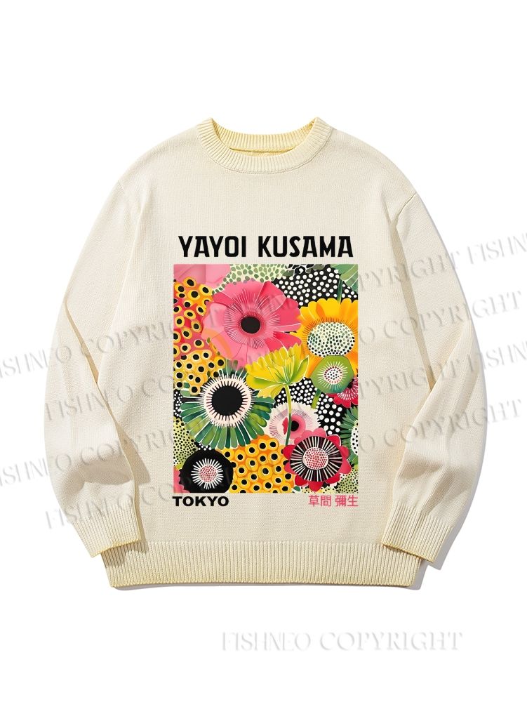 Unisex Flowers Yayoi Kusama Gradient Casual sweater
