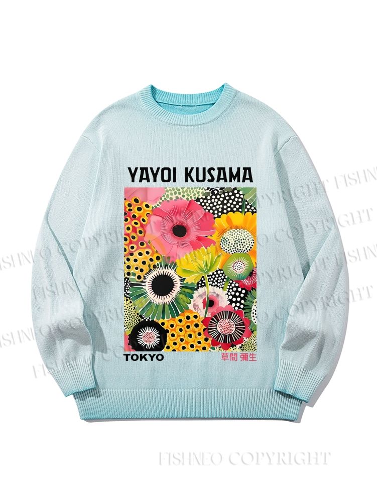 Unisex Flowers Yayoi Kusama Gradient Casual sweater