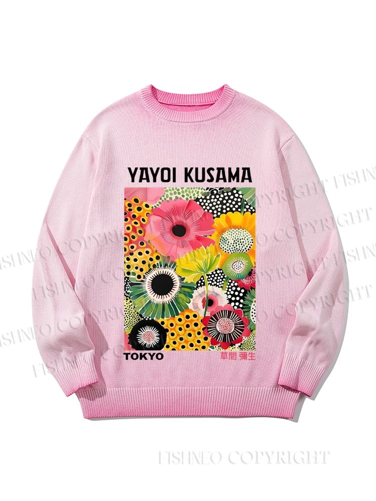 Unisex Flowers Yayoi Kusama Gradient Casual sweater