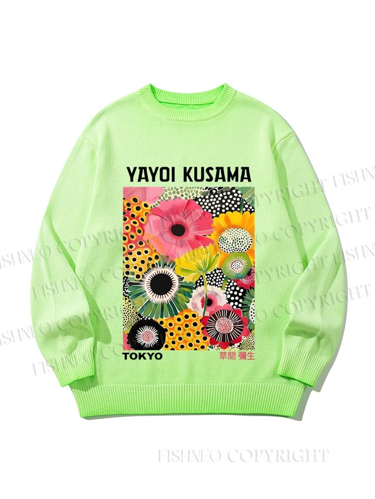 Unisex Flowers Yayoi Kusama Gradient Casual sweater