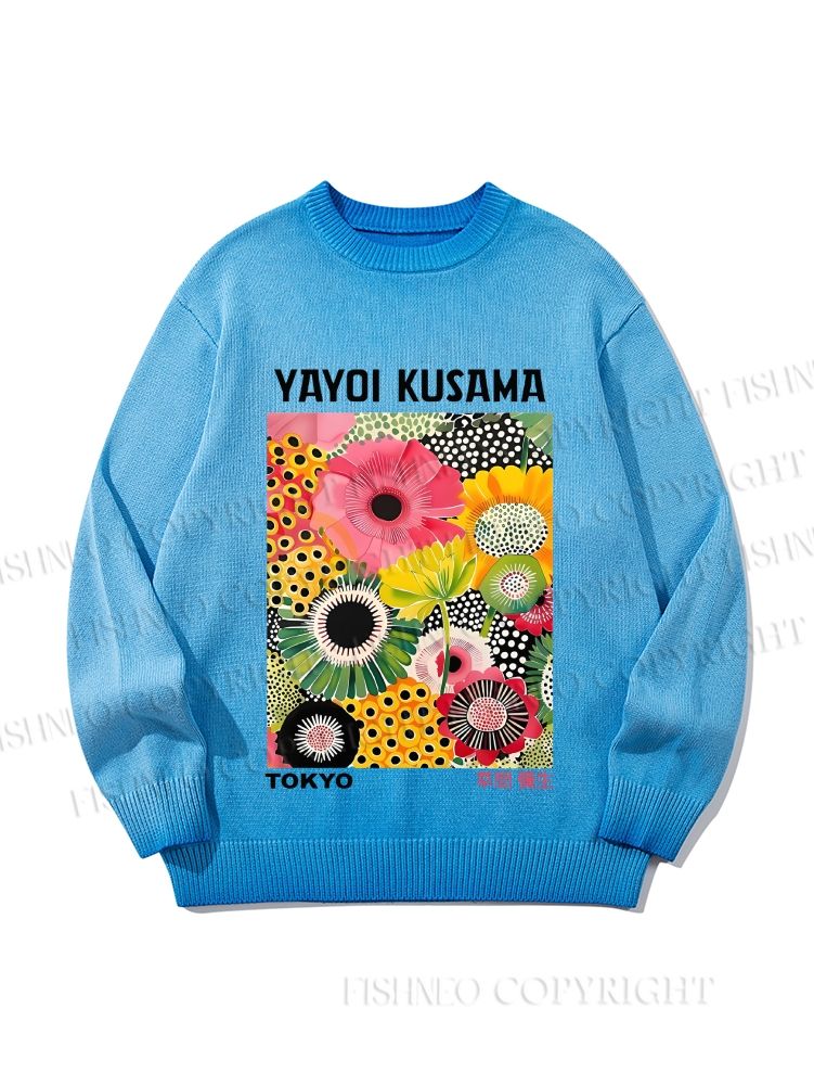 Unisex Flowers Yayoi Kusama Gradient Casual sweater