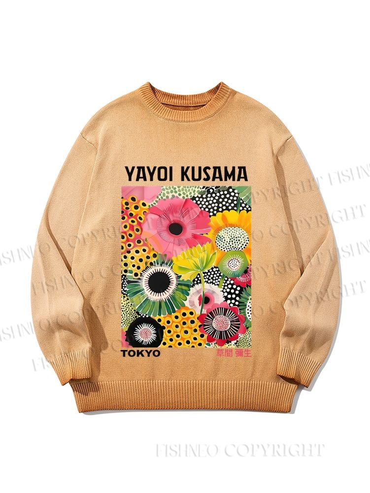 Unisex Flowers Yayoi Kusama Gradient Casual sweater