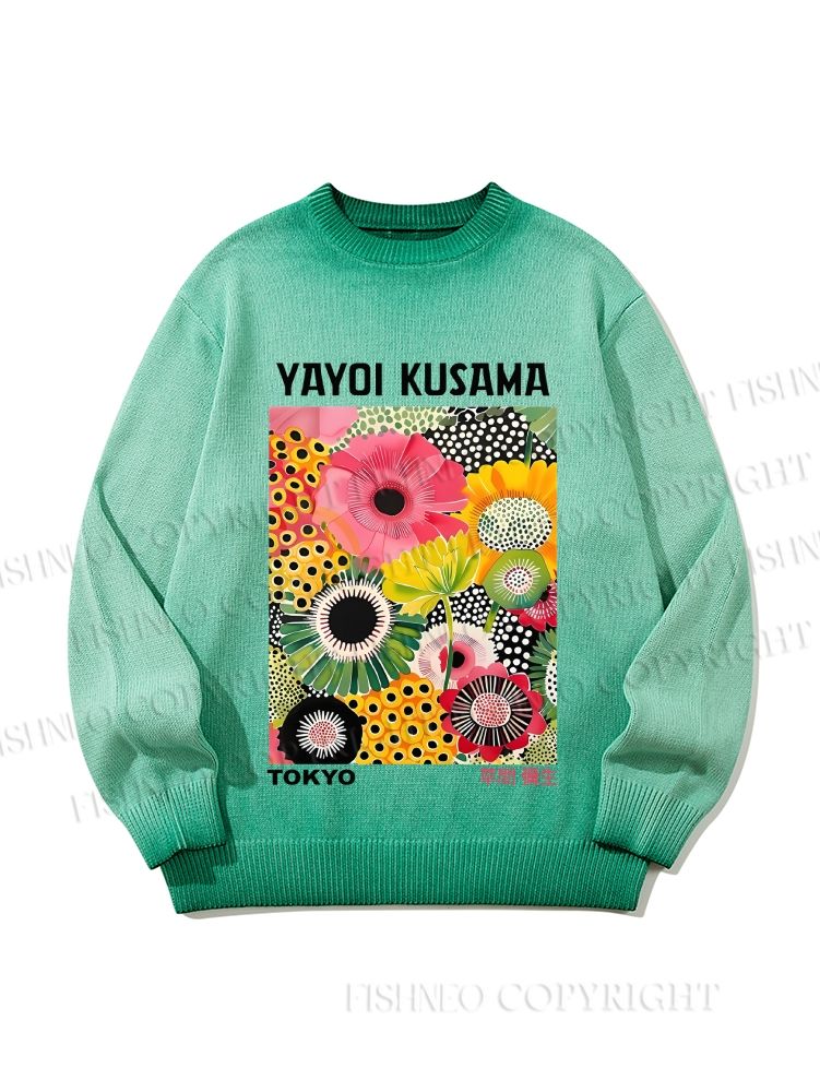 Unisex Flowers Yayoi Kusama Gradient Casual sweater