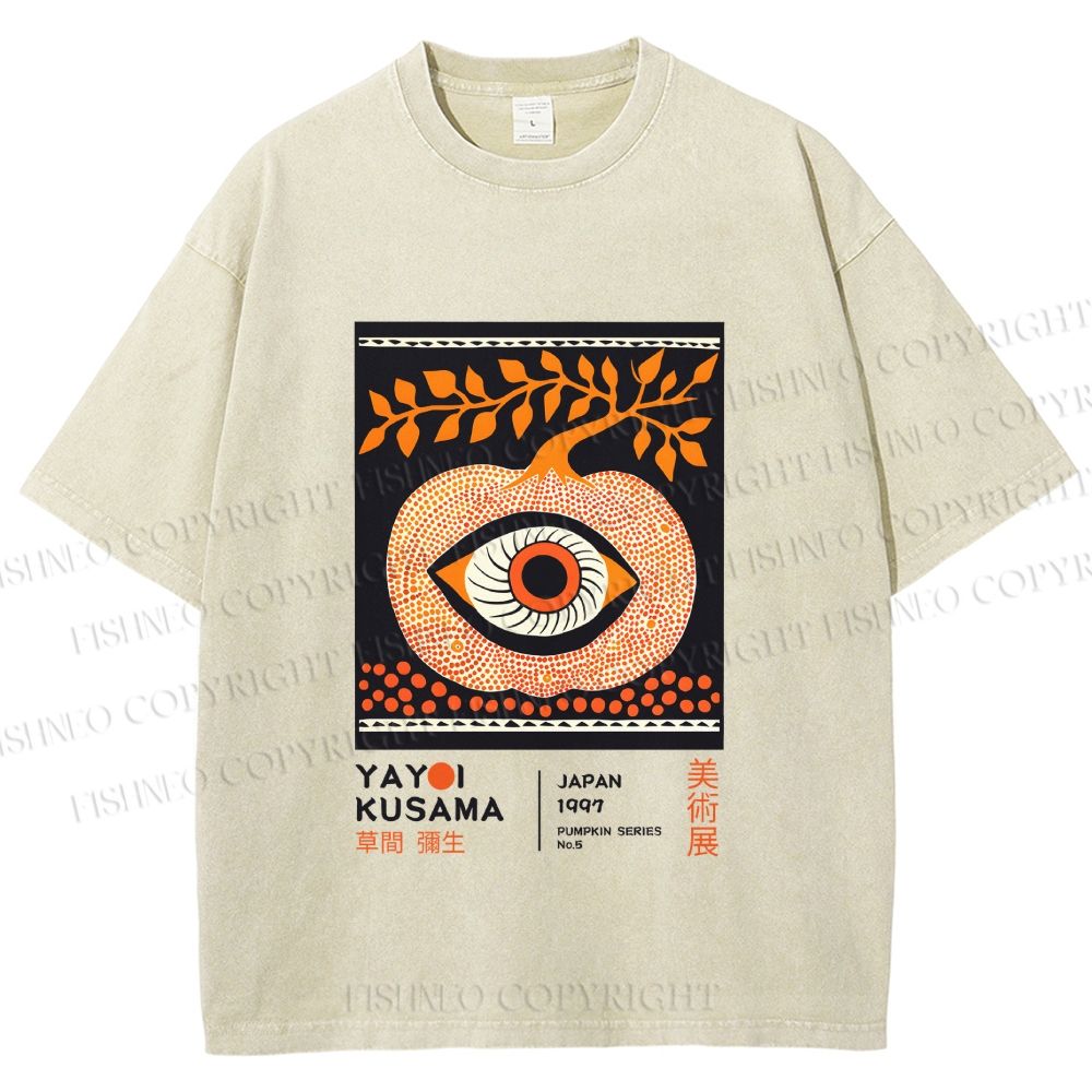 Unisex Yayoi Kusama Halloween Pumpkin Printed Washed Tee