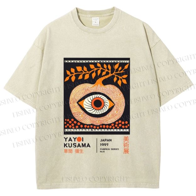 Unisex Yayoi Kusama Halloween Pumpkin Printed Washed Tee