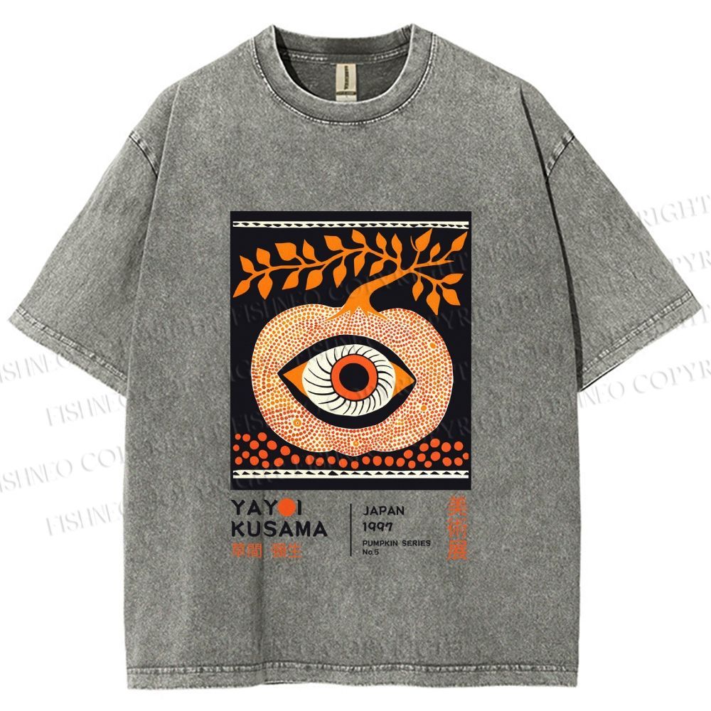Unisex Yayoi Kusama Halloween Pumpkin Printed Washed Tee