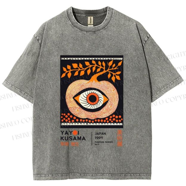 Unisex Yayoi Kusama Halloween Pumpkin Printed Washed Tee