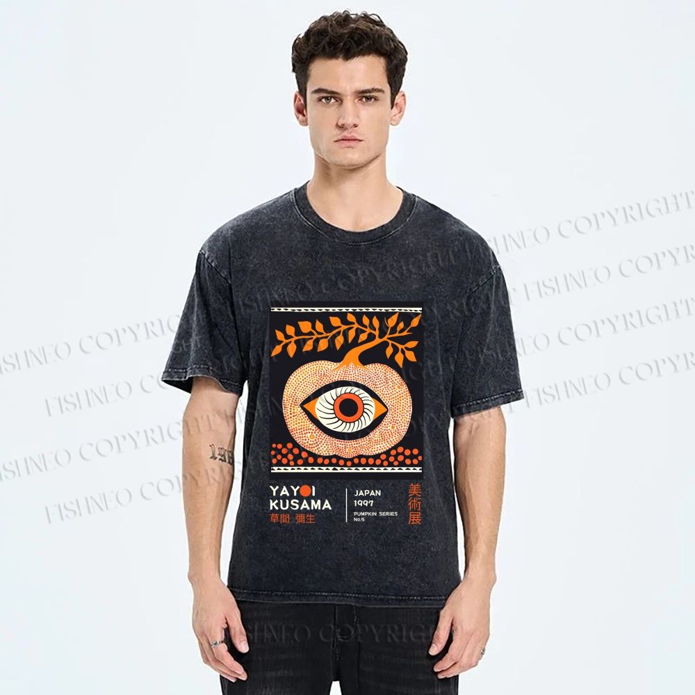 Unisex Yayoi Kusama Halloween Pumpkin Printed Washed Tee