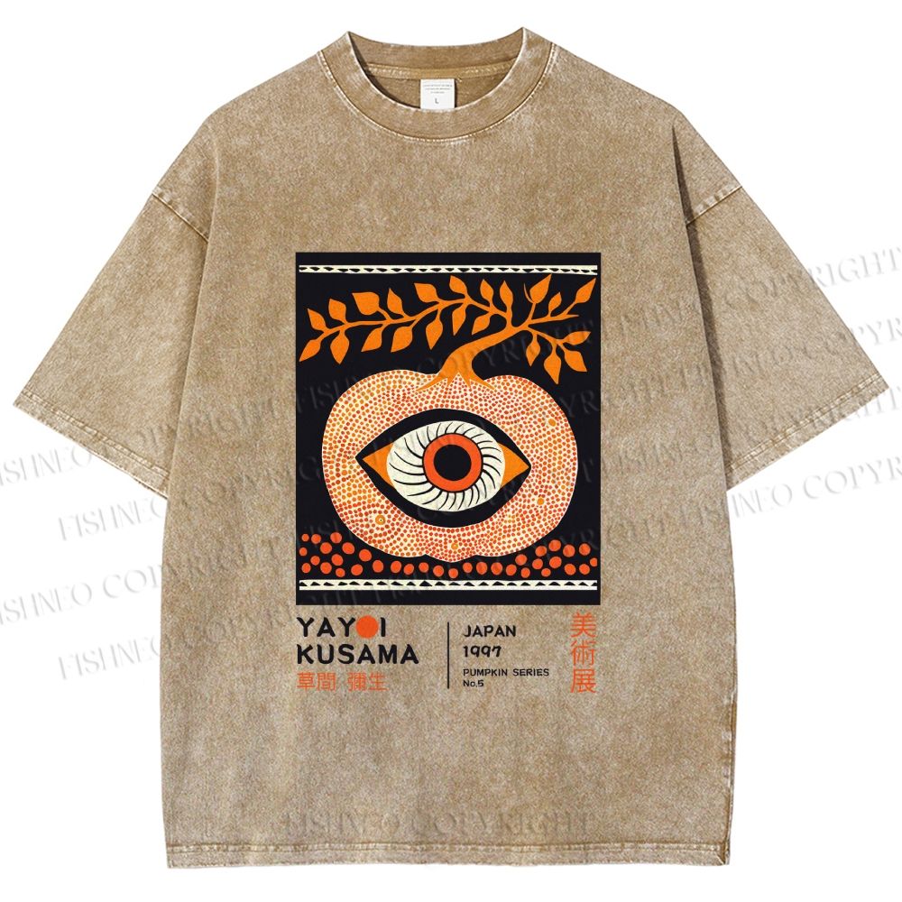 Unisex Yayoi Kusama Halloween Pumpkin Printed Washed Tee