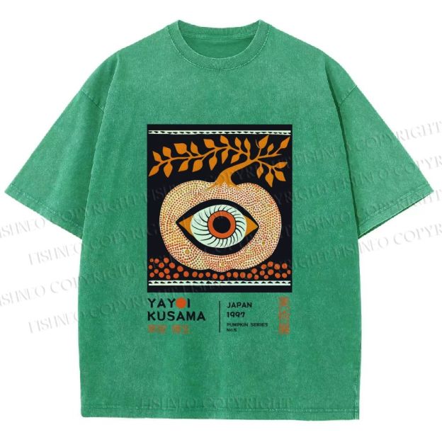 Unisex Yayoi Kusama Halloween Pumpkin Printed Washed Tee