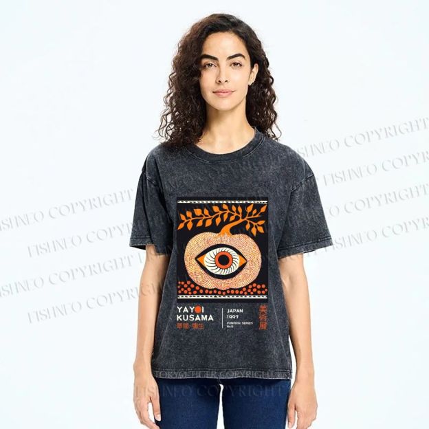 Unisex Yayoi Kusama Halloween Pumpkin Printed Washed Tee