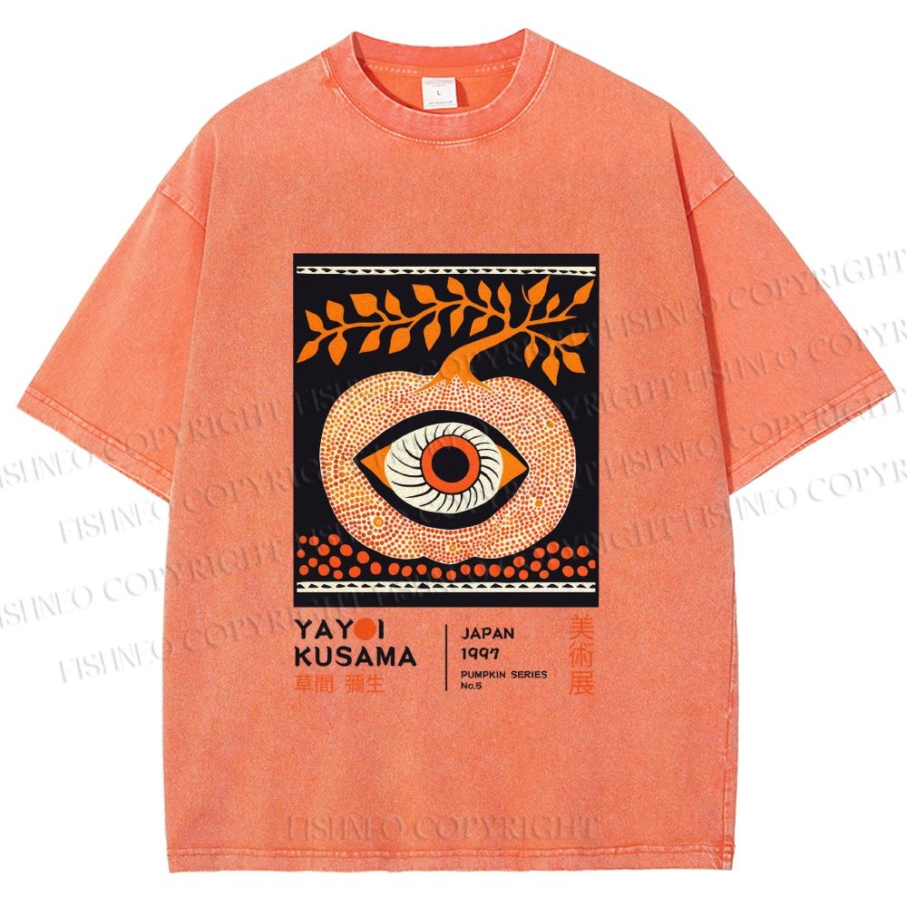 Unisex Yayoi Kusama Halloween Pumpkin Printed Washed Tee