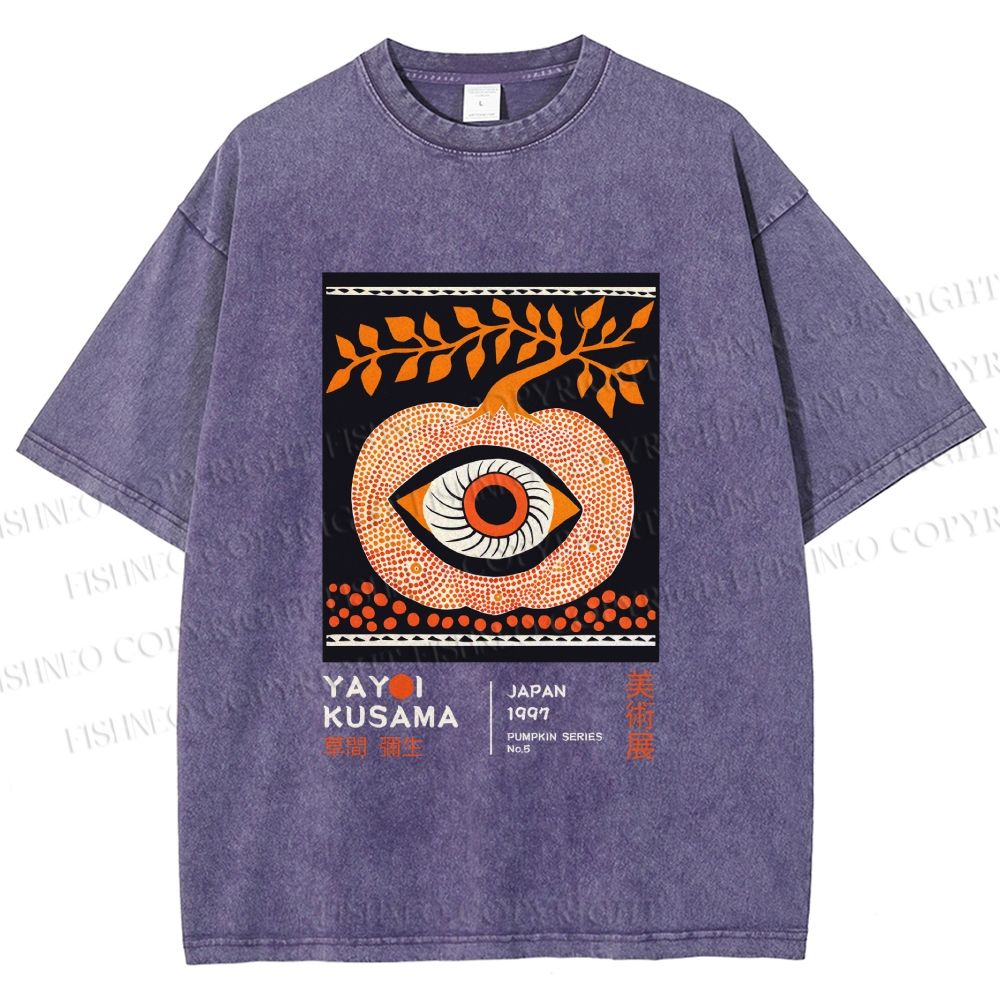 Unisex Yayoi Kusama Halloween Pumpkin Printed Washed Tee